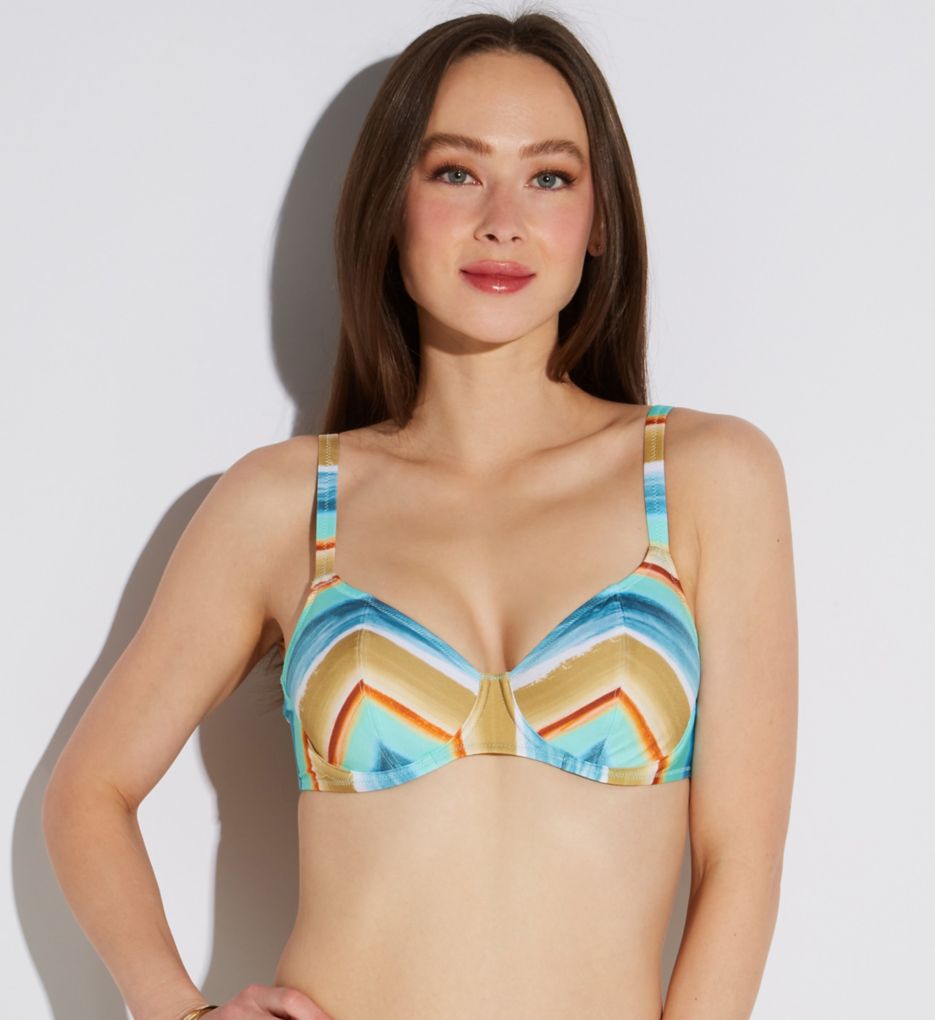 Freya Castaway Island Underwire Plunge Bikini Swim Top Multi 36G  - Image 1