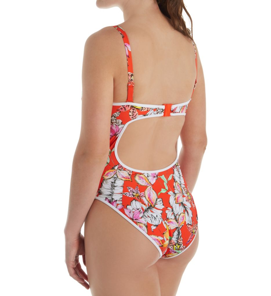 Wild Flower Underwire Plunge One Piece Swimsuit-bs