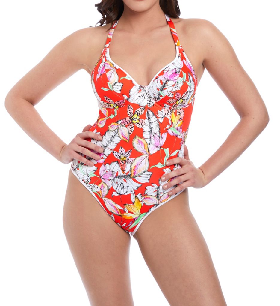 Wild Flower Underwire Plunge One Piece Swimsuit