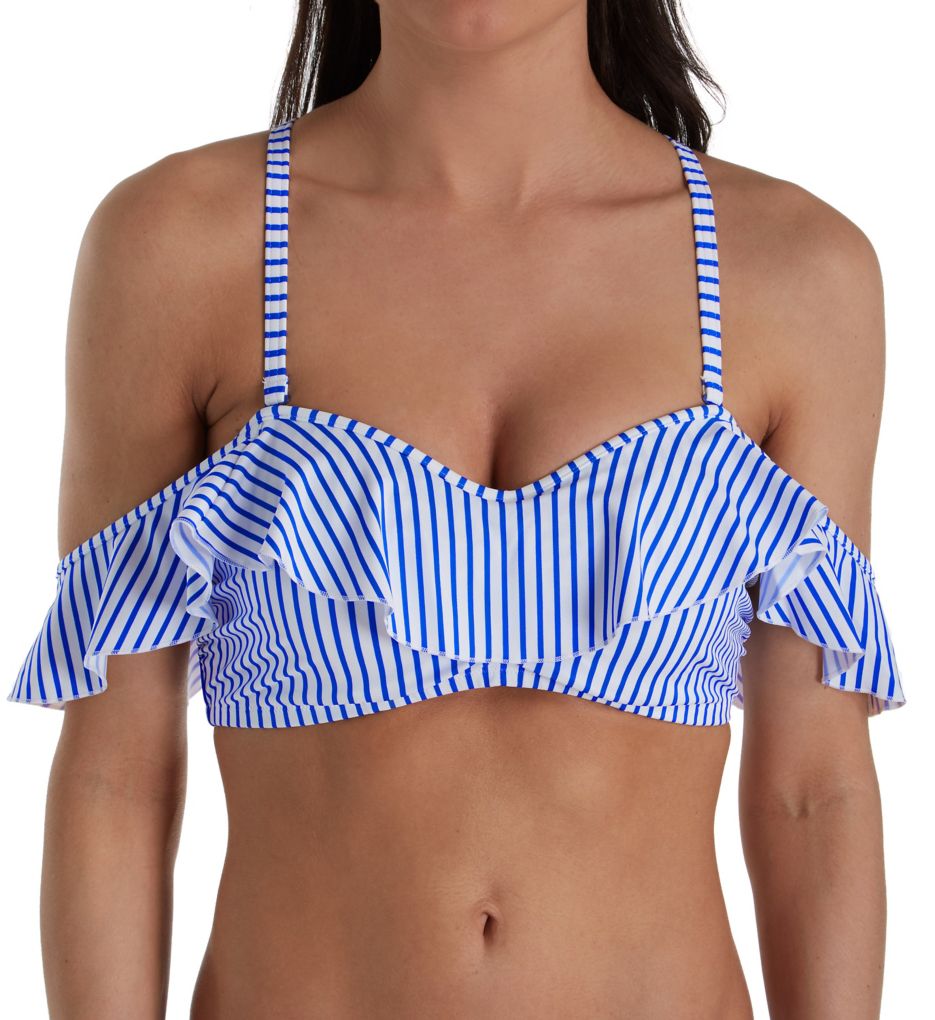 Totally Stripe Underwire Bardot Bikini Swim Top-fs