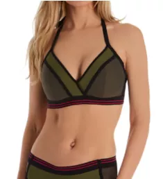 Club Envy Wire Free Triangle Bikini Swim Top Khaki 30D