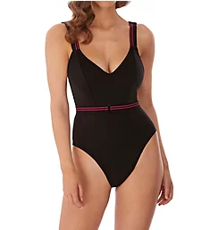 Club Envy Wire Free Plunge One Piece Swimsuit Black S