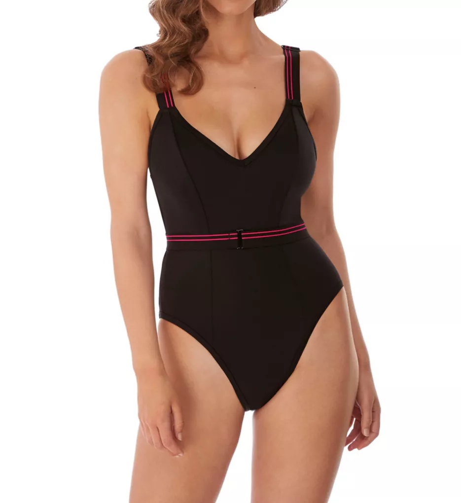 Club Envy Wire Free Plunge One Piece Swimsuit