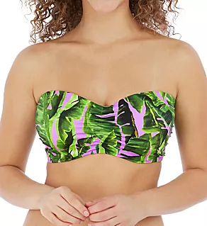 Jungle Oasis Underwire Padded Bandeau Swim Top Cassis 32G