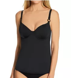 Coco Wave Underwire Plunge Tankini Swim Top Black 30D