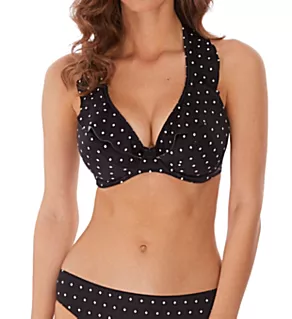 Jewel Cove Underwire High Apex Bikini Swim Top Black 28D