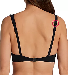 Jewel Cove Underwire High Apex Bikini Swim Top Plain Black 36D