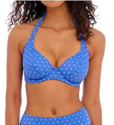 Jewel Cove Underwire Banded Halter Bikini Swim Top Azure 28D