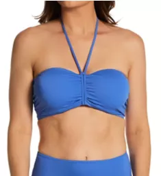 Jewel Cove Underwire Padded Bandeau Swim Top Plain Azure 30C