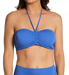 Jewel Cove Underwire Padded Bandeau Swim Top Plain Azure 30D