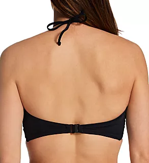 Jewel Cove Underwire Padded Bandeau Swim Top Plain Black 30C