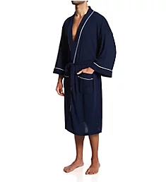 100% Polyester Waffle Kimono Robe Navy O/S