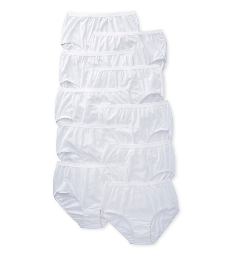 Fruit Of The Loom - Fruit Of The Loom 10DBRWH Ladies White Cotton Brief Panties - 10 Pack (White 9)