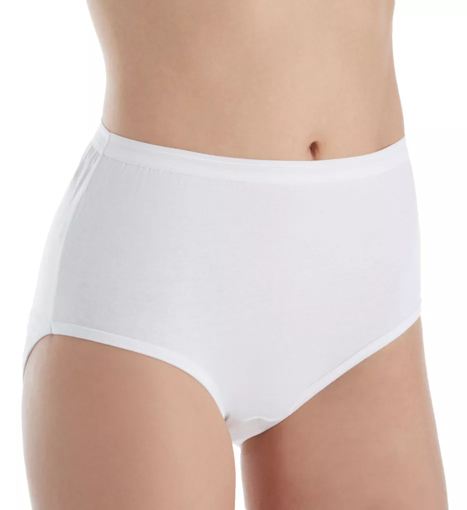 Ladies White Cotton Brief Panties - 10 Pack White 6