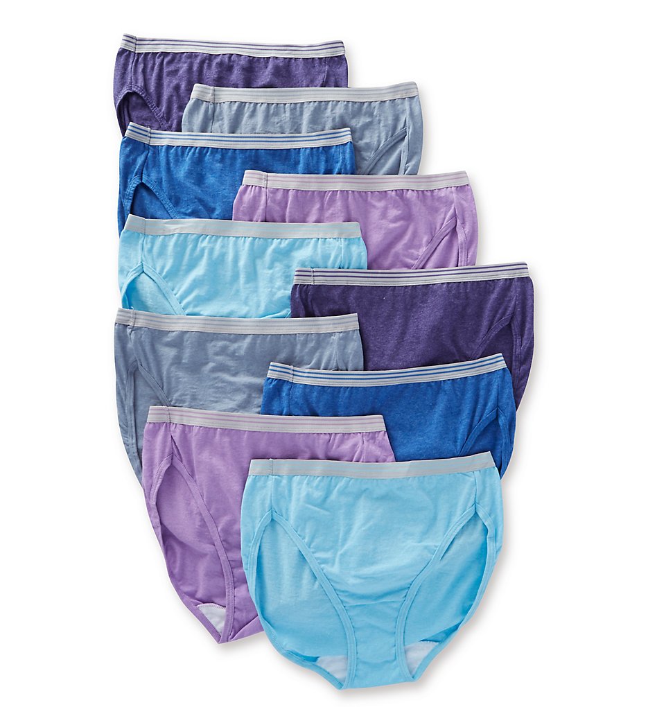 Fruit Of The Loom : Fruit Of The Loom 10DHICH Cotton Heather Hi-Cut Panty - 10 Pack (Assorted 9)