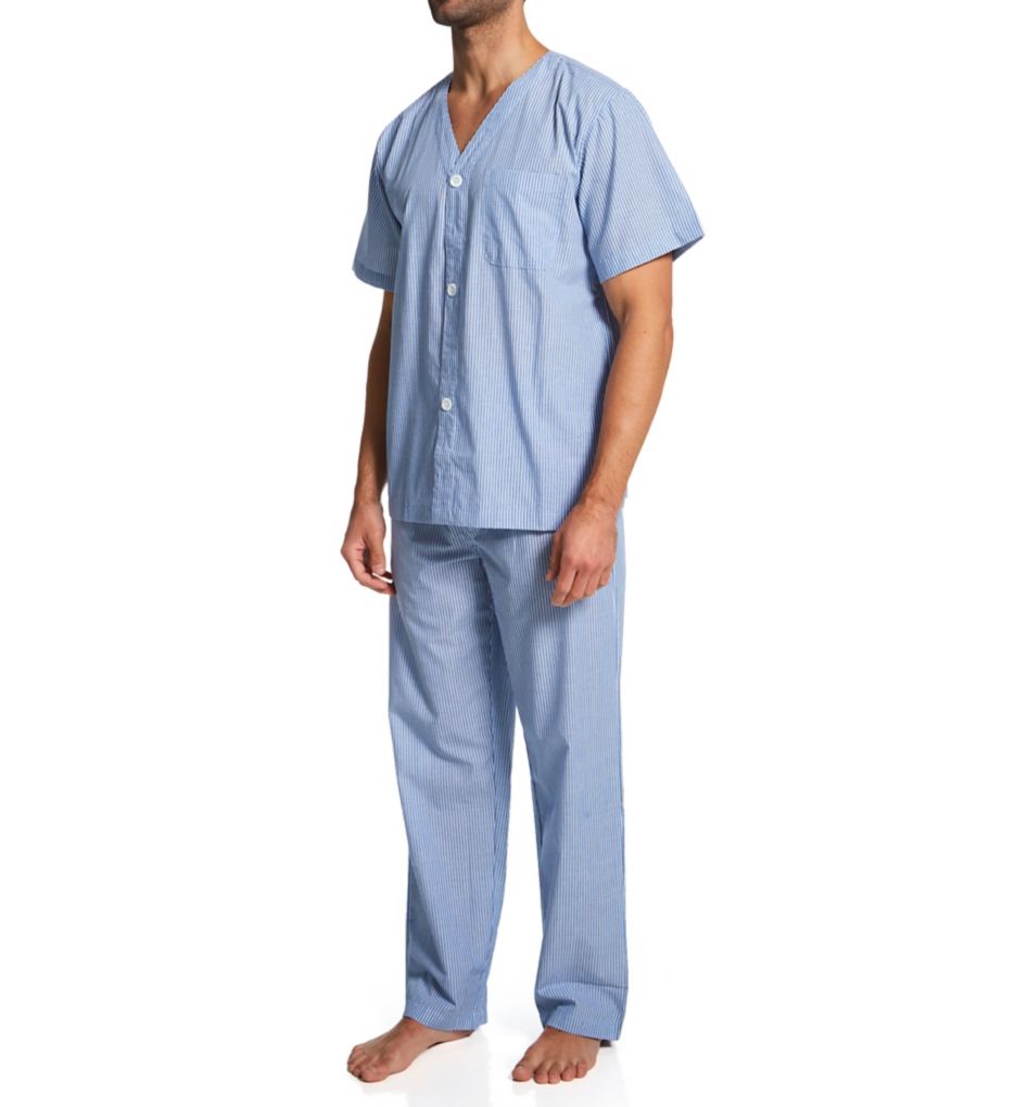 Short Sleeve Woven Pajama Pant Set-gs