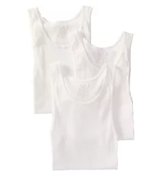 Mens Core 100% Cotton White A-Shirts - 3 Pack WHT S