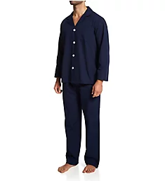 Long Sleeve Woven Pajama Pant Set Navy S