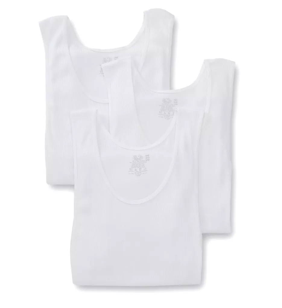 Extended Size 100% Cotton A-Shirts - 3 Pack WHT 2XL