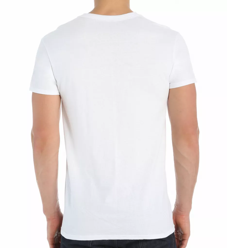 100% Cotton Stay Tucked V-Neck T-Shirts - 3 Pack WHT S