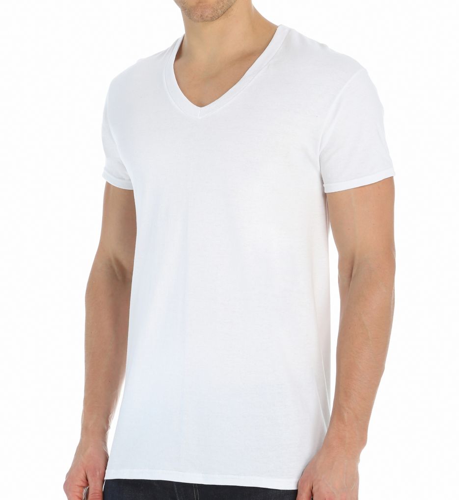 100% Cotton Stay Tucked V-Neck T-Shirts - 3 Pack-gs