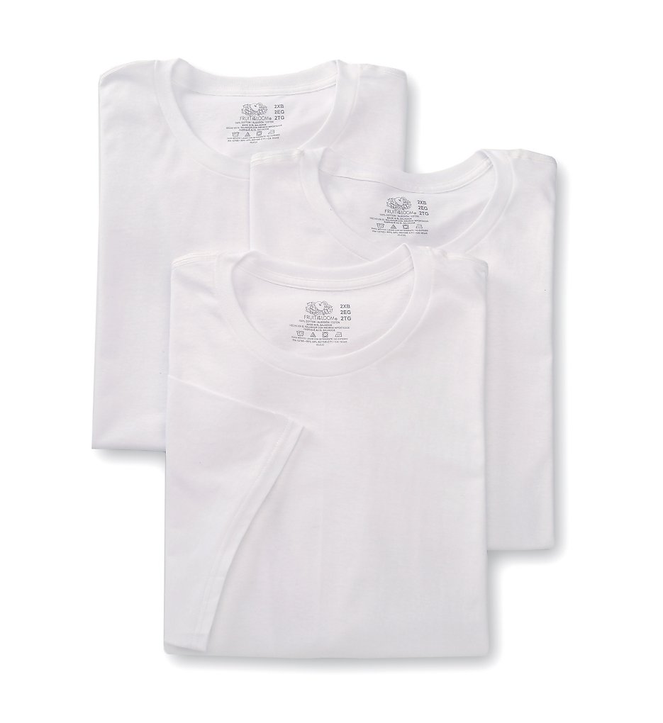 Fruit Of The Loom 2790BM Big Man's 100% Cotton Crew T-Shirts- 3 Pack (White)