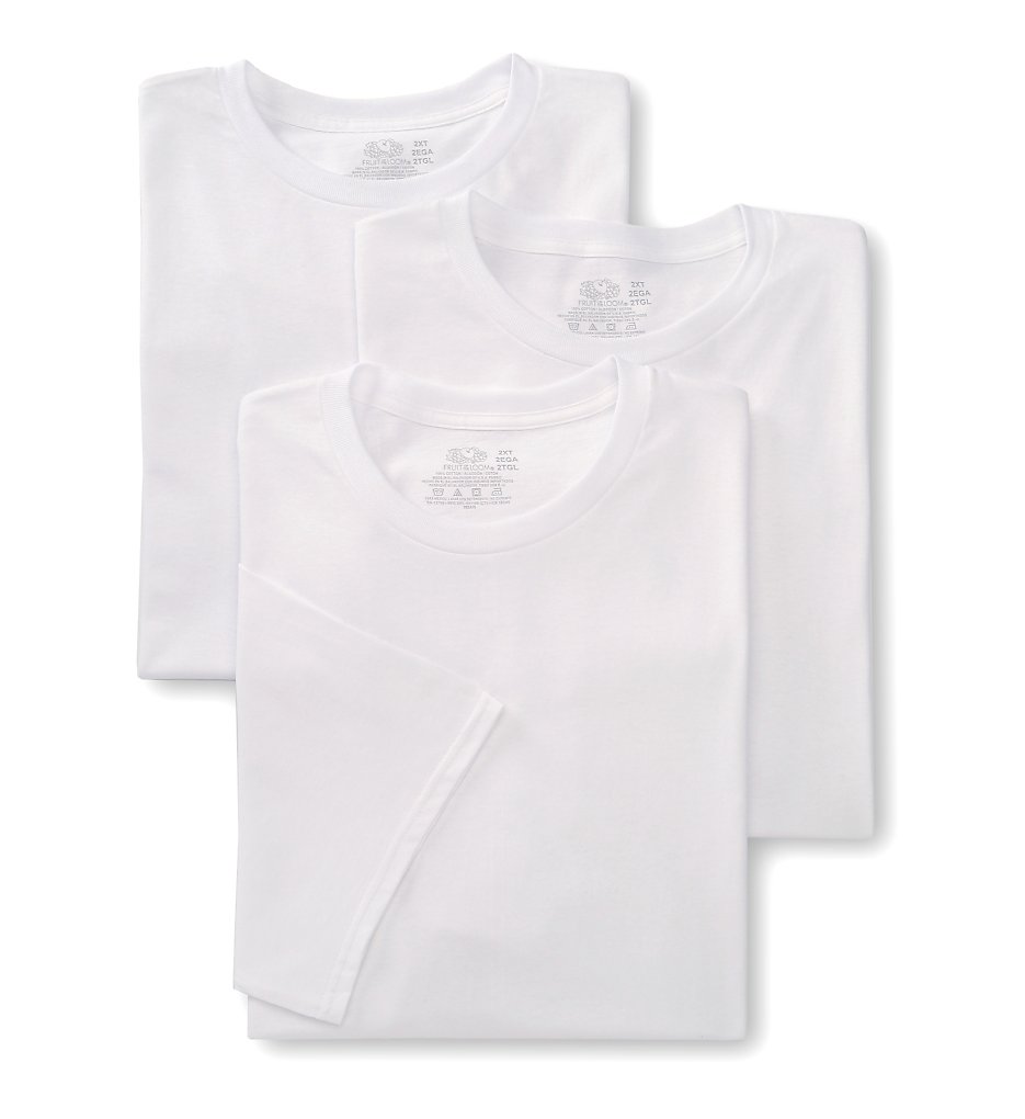 Fruit Of The Loom 2790TM Tall Man 100% Cotton White Crew T-Shirts - 3 Pack (White)
