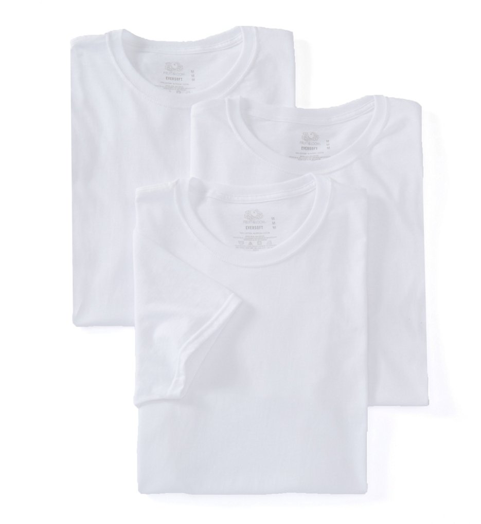 Fruit Of The Loom 2828 Stay Tucked Cotton Crew T-Shirt - 3 Pack (White)