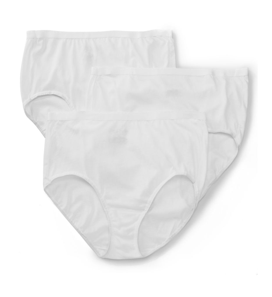 Fit for Me Plus Size Cotton Brief Panties - 3 Pack White 9 by