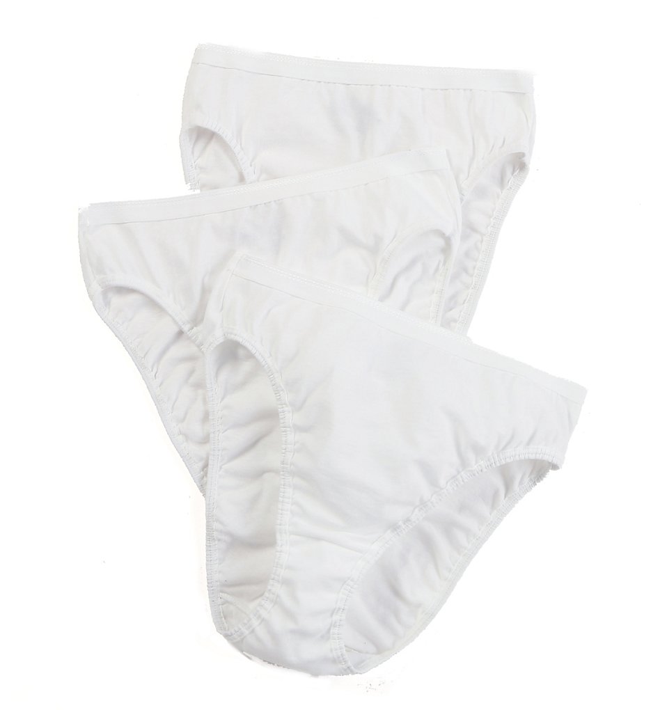 Fruit Of The Loom - Fruit Of The Loom 3DHICWH Cotton Hi-Cut Brief Panties - 3 Pack (White 9)