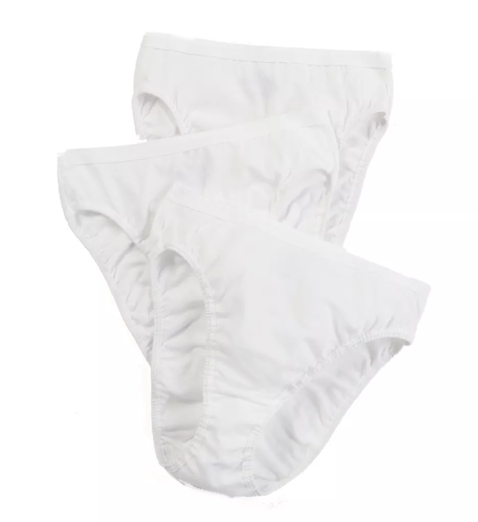 Cotton Hi-Cut Brief Panties - 3 Pack White 10