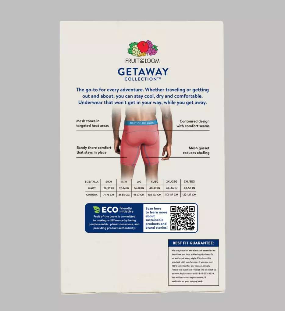 Fruit Of The Loom Getaway Breathable Long Leg Boxer Brief - 3 Pack 3GMLLC1 - Image 3
