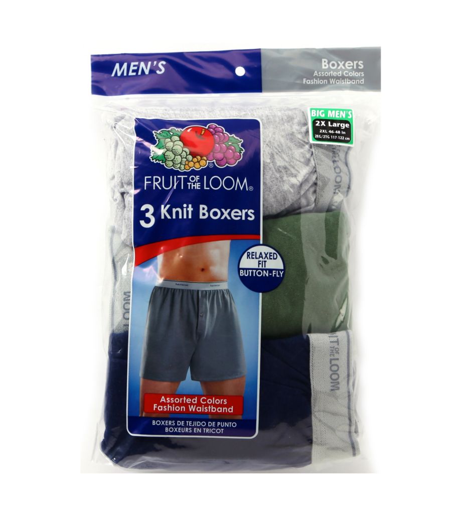 Extended Size Cotton Assort Knit Boxers - 3 Pack-cs1