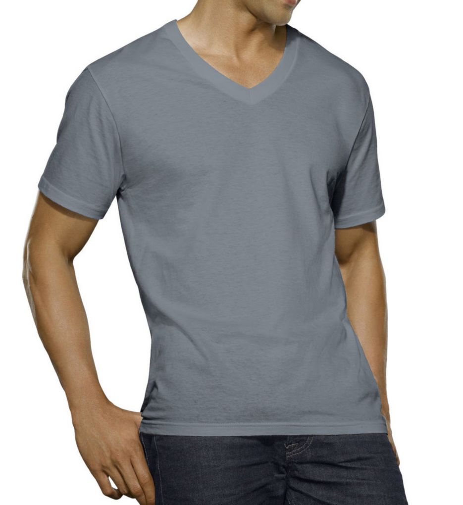 Extended Size Stay Tucked V-Neck T-Shirts - 4 Pack