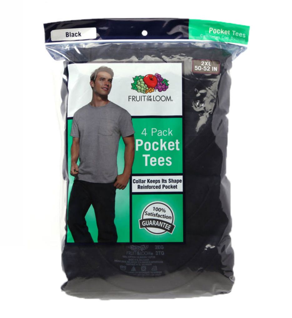 Big Man Core 100% Cotton Black Pocket Tee - 4 Pack-cs1