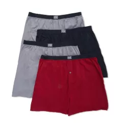 Extended Size Assorted Cotton Knit Boxers - 4 Pack Assorted 2XL