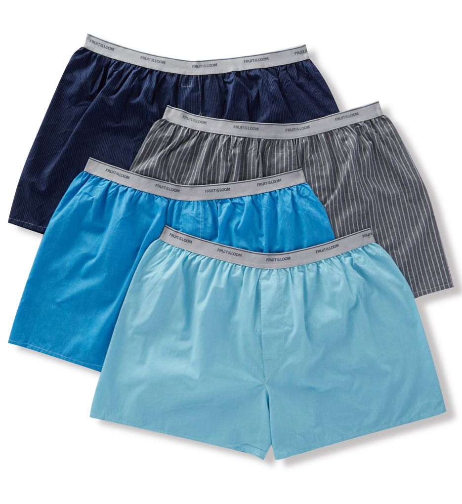 Extended Size Cotton Blend Woven Boxers - 4 Pack-cs2