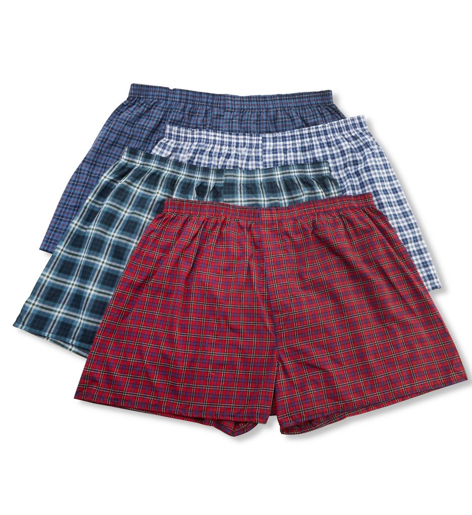 Extended Size Tartan Plaid Woven Boxers - 4 Pack ASST 2XL