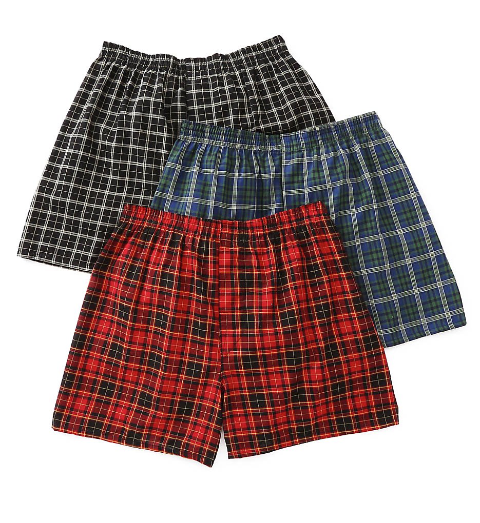 Fruit Of The Loom 590 Traditional Tartan Assort Woven Boxer - 3 Pack (Assorted)