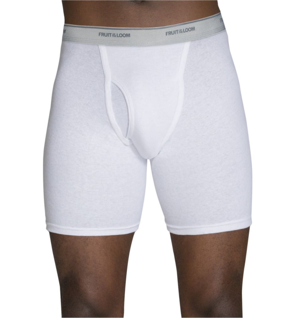 Mens Core White Cotton Boxer Briefs - 5 Pack