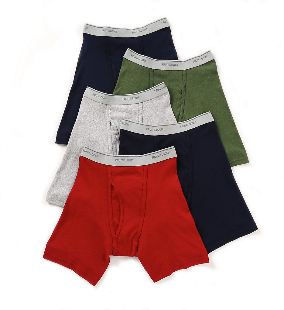 Fruit Of The Loom 5BB761C Mens Core 100% Cotton Assort Boxer Briefs - 5 Pack (Assorted)