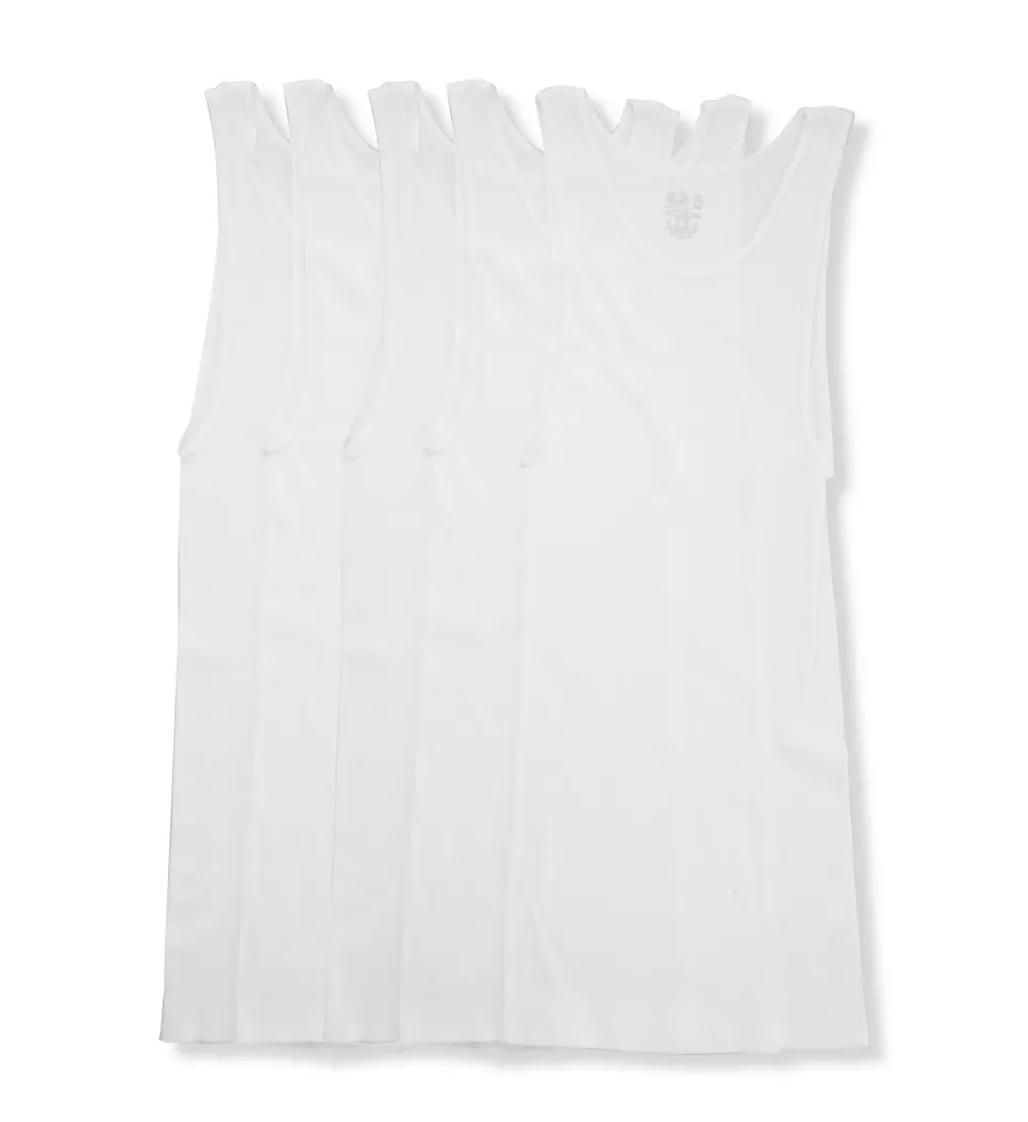 Extended Size 100% Cotton White A-Shirts - 5 Pack WHT 2XL
