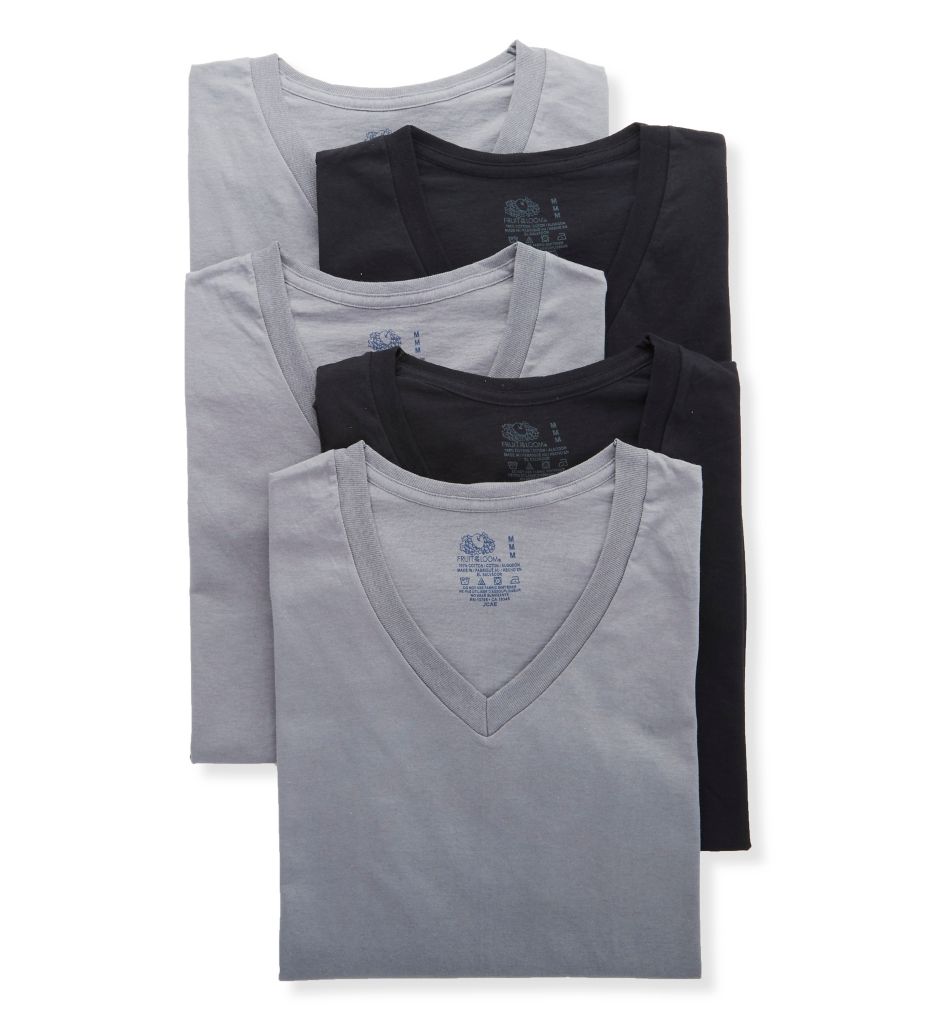 Stay Tucked Cotton V Neck T-Shirts - 5 Pack by Fruit Of The Loom