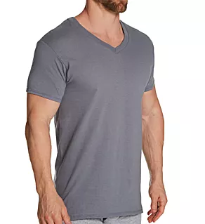Stay Tucked Cotton V Neck T-Shirts - 5 Pack Black/Grey XL