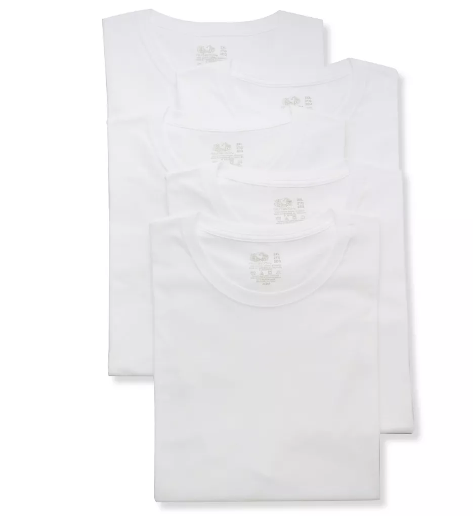 Stay Tucked Extended Size Crew T-Shirt - 5 Pack WHT 2XL
