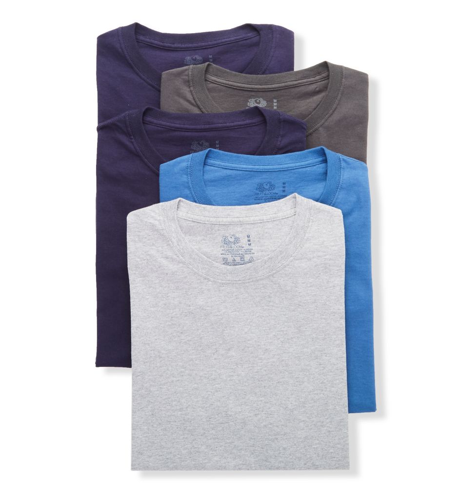 Stay Tucked Cotton Crew T-Shirts - 5 Pack ASST L by Fruit Of The Loom