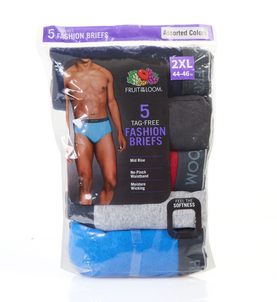 Fruit of the Loom Men`s 5-Pack Assorted Fashion Briefs - X-Sizes