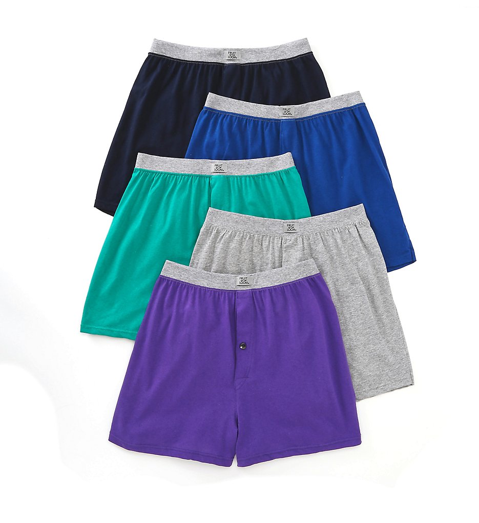 Fruit Of The Loom 5P540 Men's Assorted Cotton Knit Boxers - 5 Pack (Assorted)