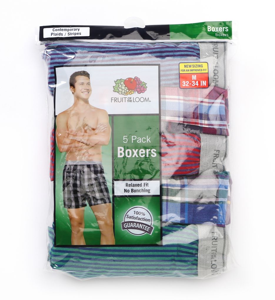 Men's Assorted Cotton Blend Woven Boxers - 5 Pack-cs1