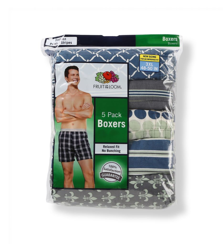 Extended Size Assorted Woven Boxers - 5 Pack-cs1